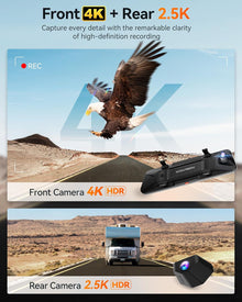 G900 PRO 4K + 2.5K Aynalı Araç Kamerası, STARVIS 2, GPS, 128GB Kart