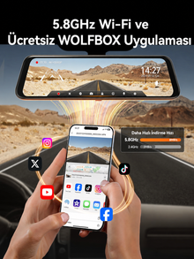 G850 12 İnç 4K WiFi GPS 64 GB Ayna Araç Kamerası