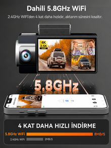i17 4K 3 Kanallı WiFi GPS Araç Kamerası 64 GB Kartlı