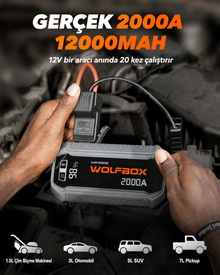 2000A Akü Takviye Cihazı ve Powerbank 12V Marş Yardım Seti