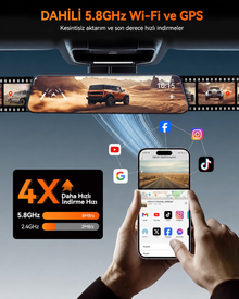 G840H 12 İnç 2.5K  ADAS BSD WiFi GPS Ayna Araç Kamerası