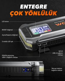 4000A 12V Akü Takviye ve Powerbank Marş Yardım Cihazı