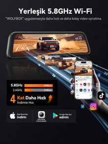 G840S 12 İnç WiFi GPS 32 GB Kartlı 4K Ayna Araç Kamerası