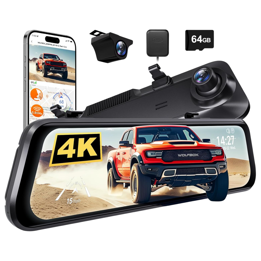 G850 PRO  64 GB 4K ADAS BSD WiFi GPS Özellikli Ayna Araç Kamerası