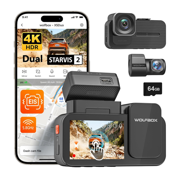X5 Duo 4K+2.5K STARVIS 2 WiFi GPS Araç Kamerası