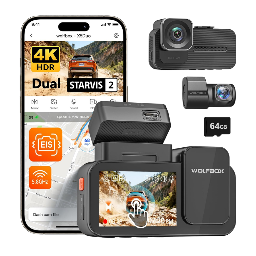 X5 Duo 4K+2.5K STARVIS 2 WiFi GPS Araç Kamerası
