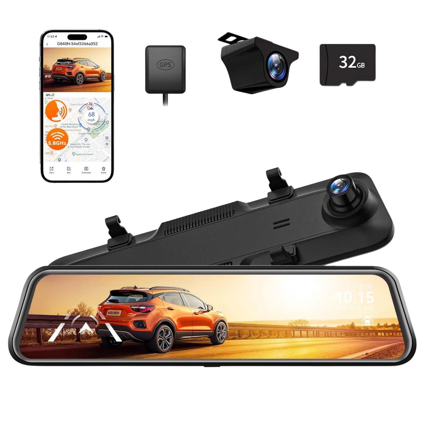 G840H 12 İnç 2.5K  ADAS BSD WiFi GPS Ayna Araç Kamerası