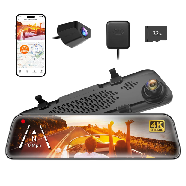 G840S 12 İnç WiFi GPS 32 GB Kartlı 4K Ayna Araç Kamerası