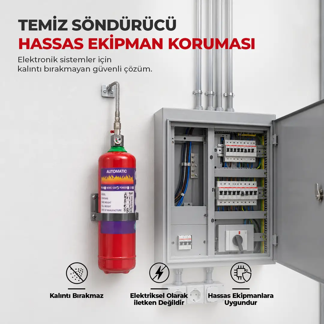2 Kg Pano İçi Novec 1230 FK-5-1-12 Otomatik Gazlı Yangın Söndürme Sistemi 3
