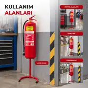 12 L Köpüklü Yangın Söndürme Tüpü Ayaklı Stand A B Sınıfı 3