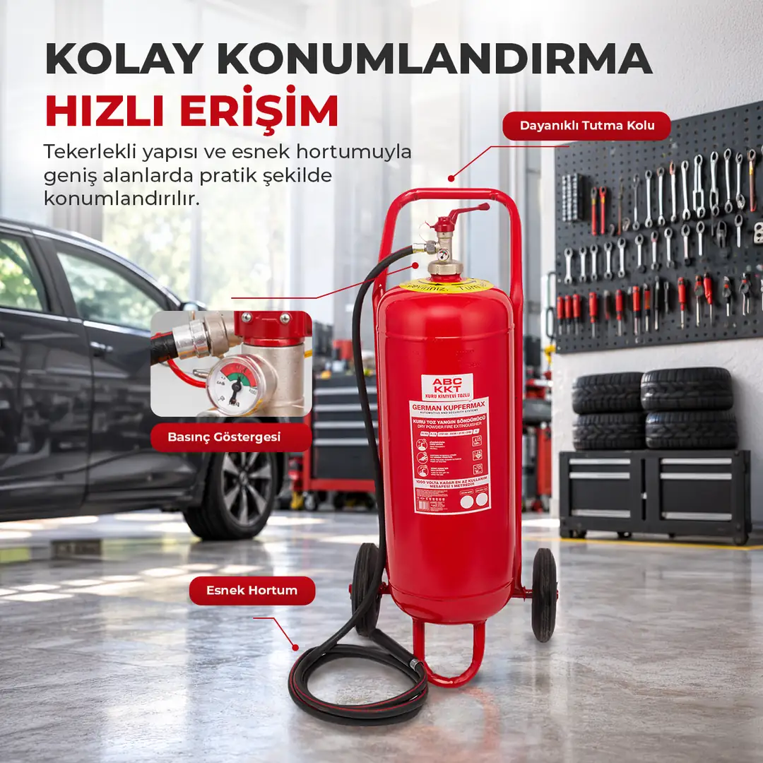 25 Kg Tekerlekli ABC Kuru Kimyevi Tozlu Yangın Söndürücü 3