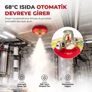 6 Kg Tavan Tipi Sprinkler Yangın Söndürme Sistemi 68°C Toz 2