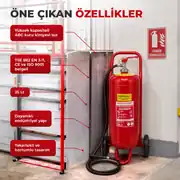 25 LT Tekerlekli Köpüklü Yangın Söndürücü A B Sınıfı 4