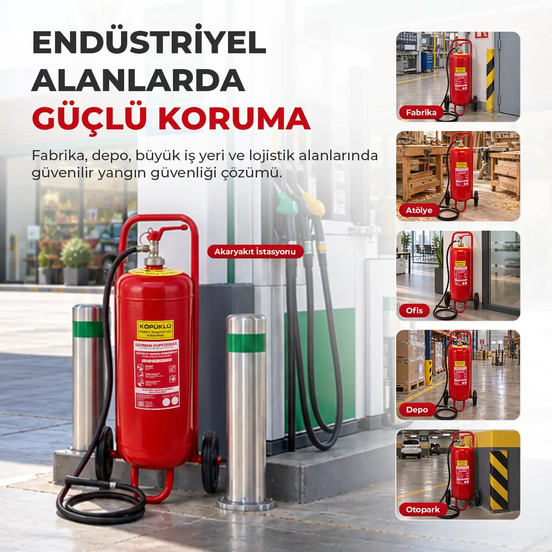 25 LT Tekerlekli Köpüklü Yangın Söndürücü A B Sınıfı 3