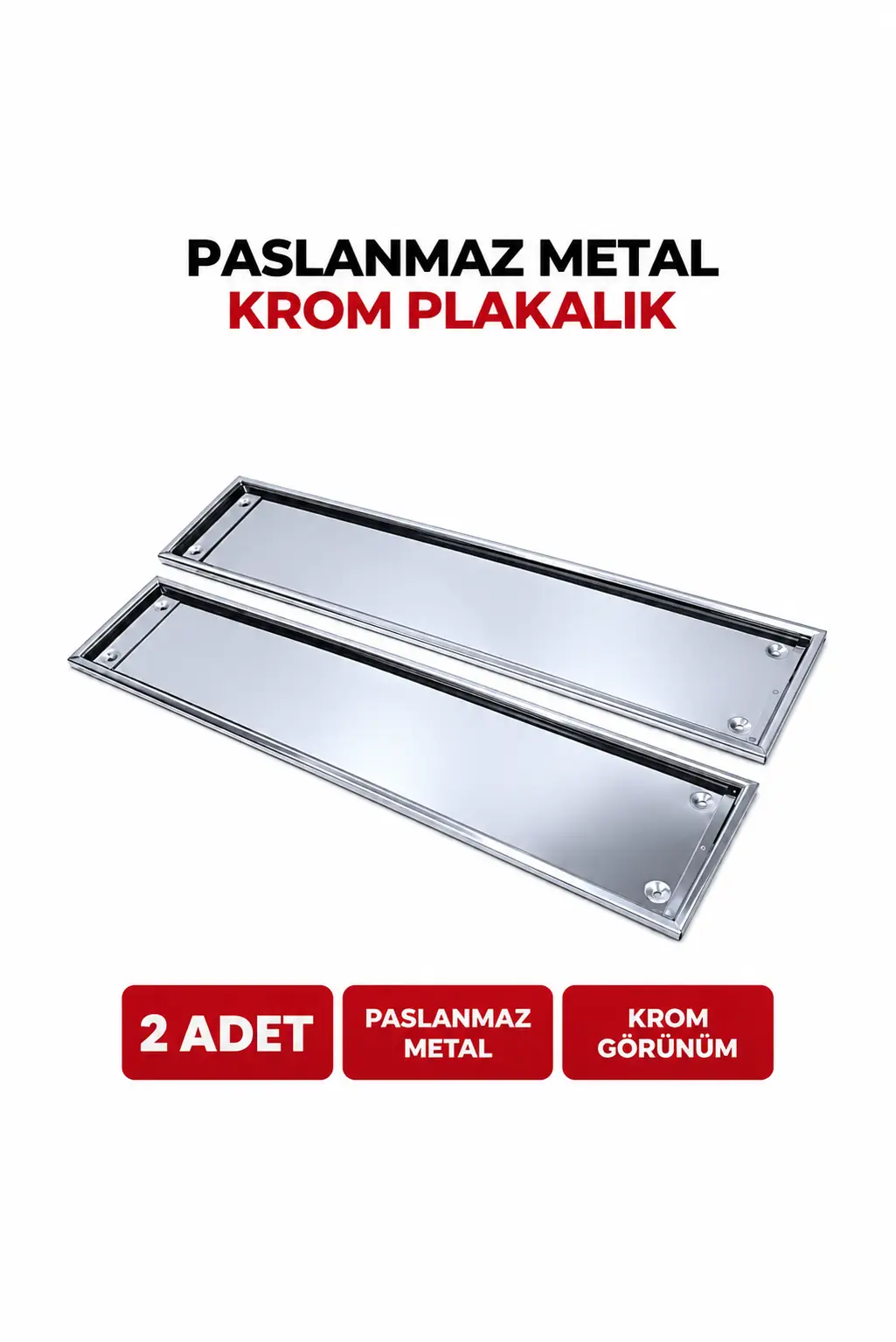 Krom Plakalık 2 Adet Paslanmaz Metal Oto Plaka Çerçevesi