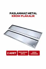 Krom Plakalık 2 Adet Paslanmaz Metal Oto Plaka Çerçevesi 1