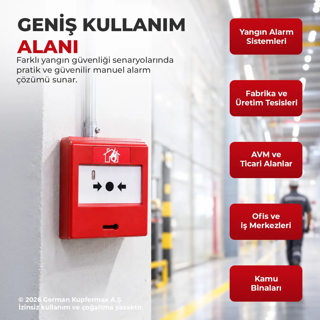 Eleks Yangın İhbar Butonu ve Kasası EN54-11 Sertifikalı Alarm 12/24V 4
