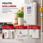 Doğalgaz LPG Gaz Alarm Cihazı Dedektörü Sesli Işıklı Uyarı Kontak Çıkışlı 2