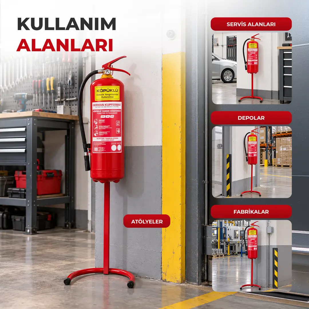 6 L Köpüklü Yangın Söndürme Cihazı Ayaklı Stand A B Sınıfı 3