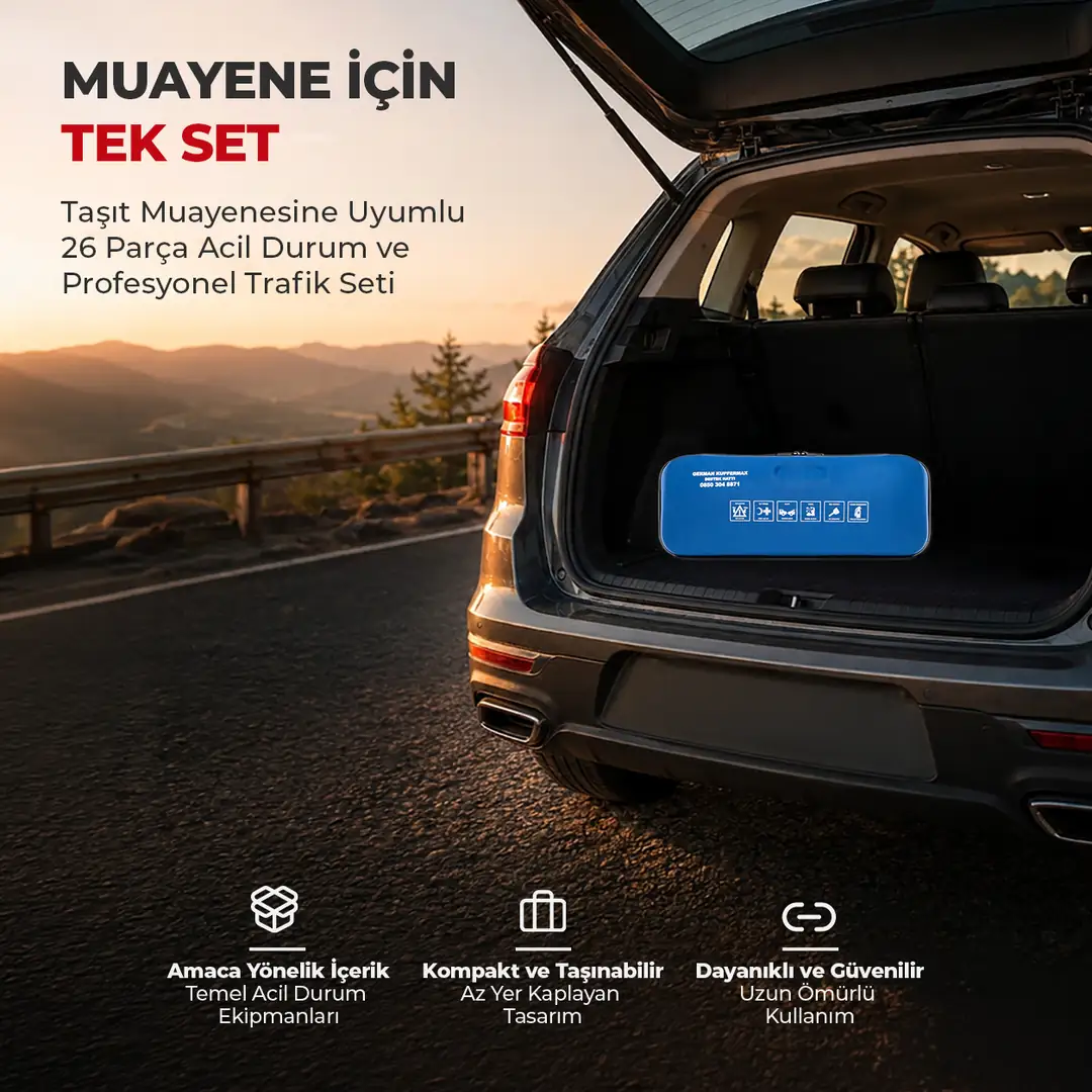 26 Parça Trafik Seti TÜVTÜRK Muayene Uyumlu El Feneri 2