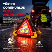 Portatif ,Şarj Edilebilir Üçgen Reflektör LED 5 Mod 5