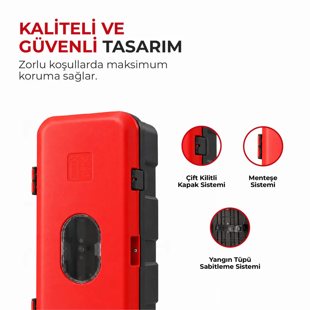 Plastik Yangın Tüpü Dolabı 6 kg ve 9 kg Yangın Söndürücü Uyumlu Çift Kilitli 5