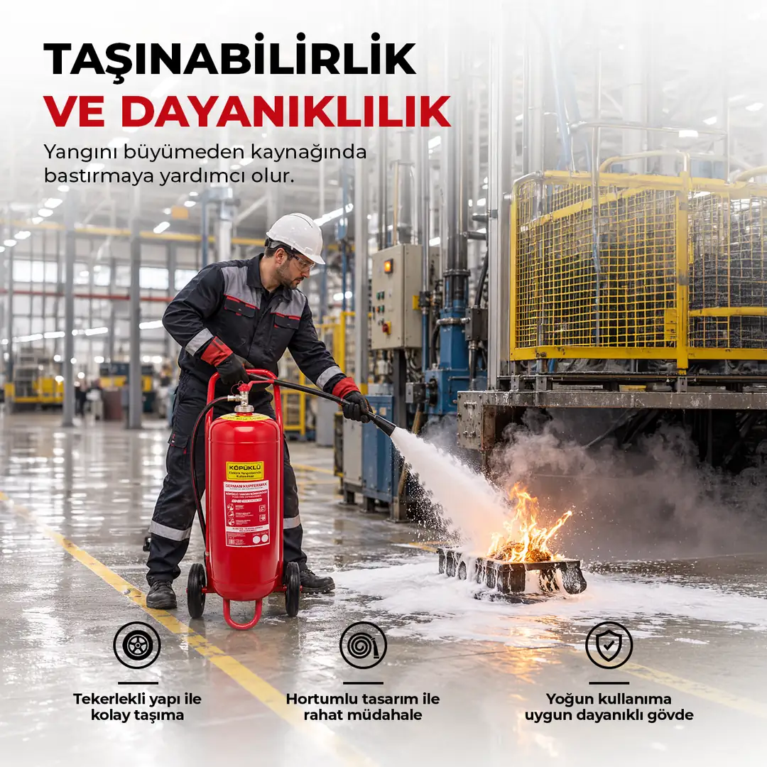 25 LT Tekerlekli Köpüklü Yangın Söndürücü A B Sınıfı 2