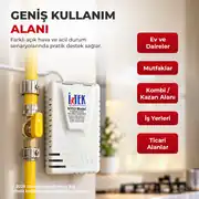 Doğalgaz LPG Gaz Alarm Cihazı Dedektörü Sesli Işıklı Uyarı Kontak Çıkışlı 4
