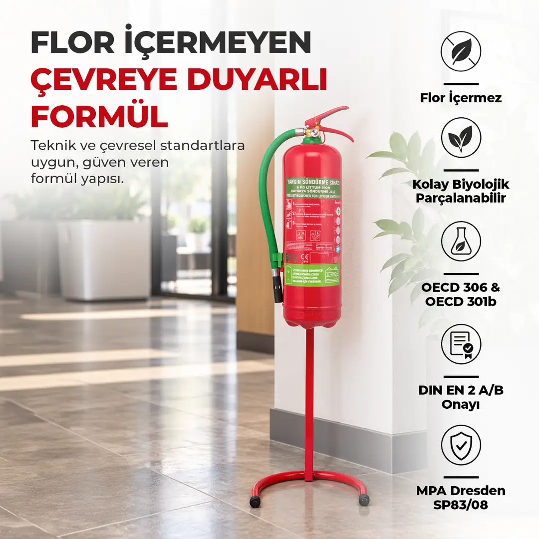 6 Kg Lityum İyon Batarya Pil Akü Yangın Söndürme Jeli F-500 EA ABCD Sınıfı 6