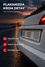Krom Plakalık 2 Adet Paslanmaz Metal Oto Plaka Çerçevesi 2