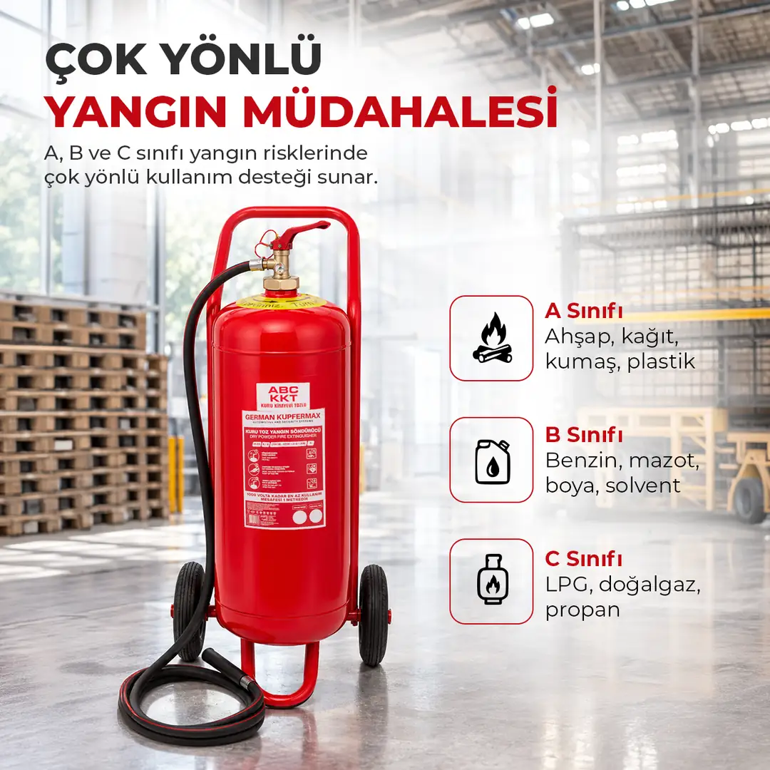 25 Kg Tekerlekli ABC Kuru Kimyevi Tozlu Yangın Söndürücü 4