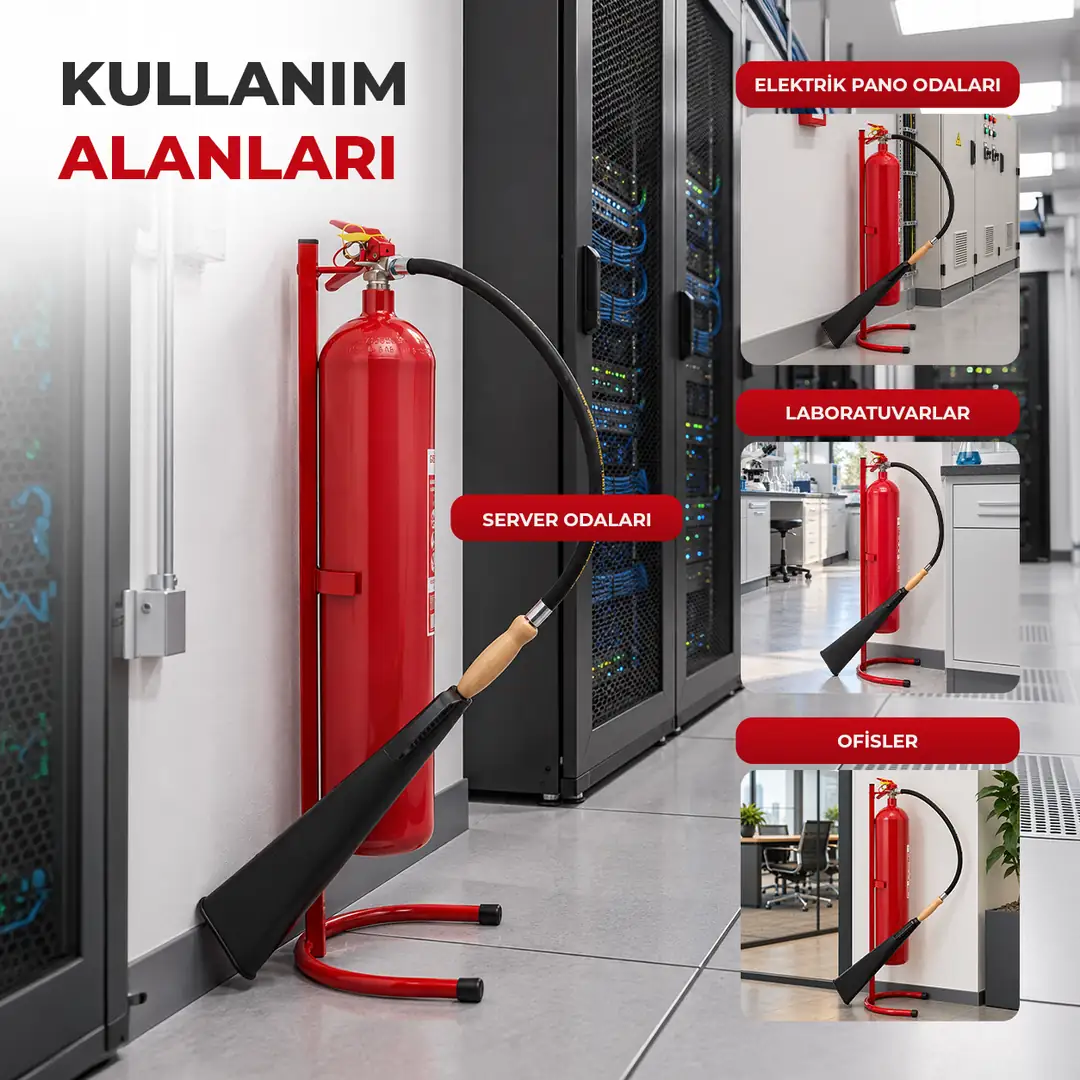 5 Kg CO₂ Karbondioksitli Yangın Söndürücü Standlı Hortumlu 4
