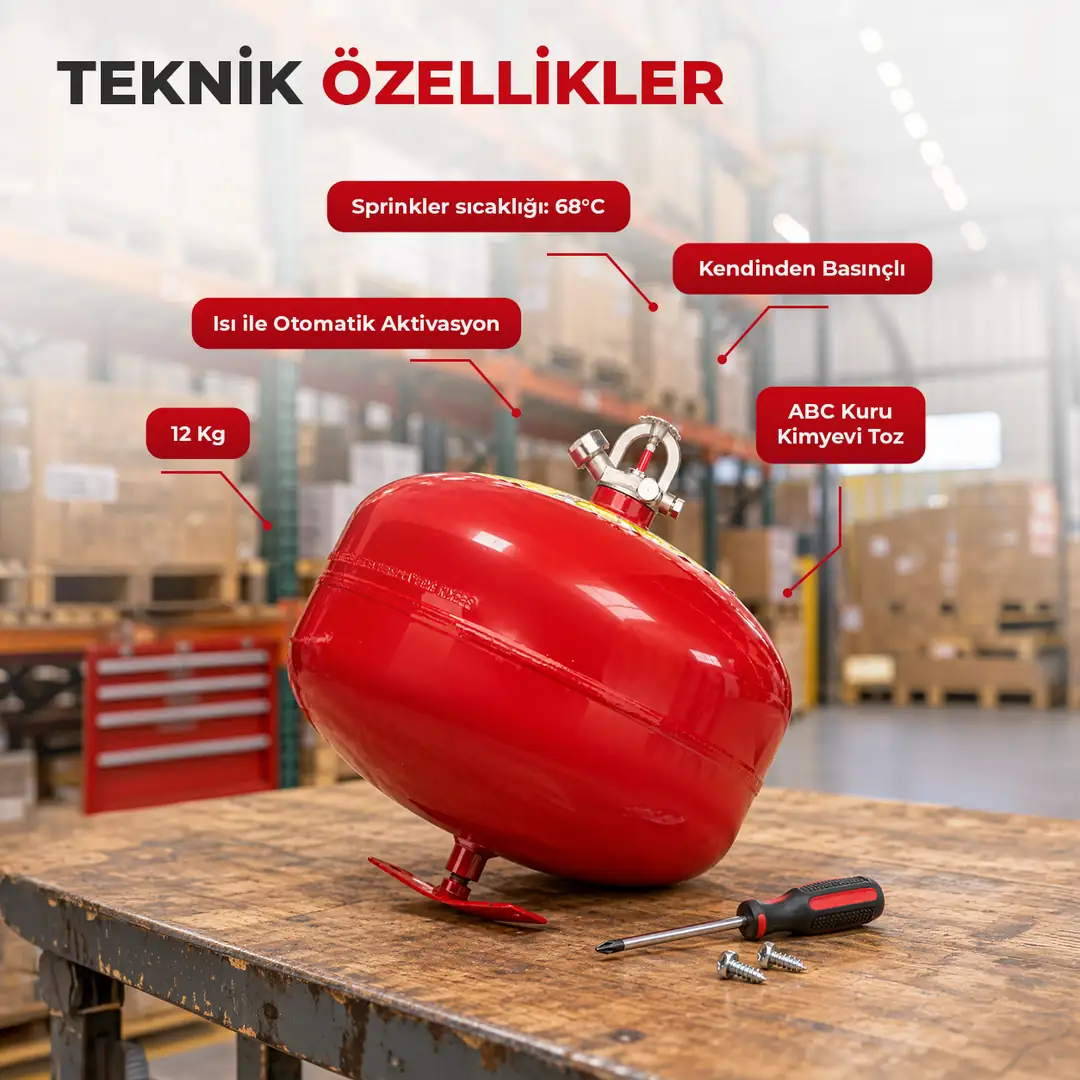 12 Kg Tavan Tipi Sprinkler Yangın Söndürme Sistemi 68°C 4