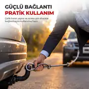 Çelik Çeki Halatı 3 Metre 35mm Vidalı U Kilit Oto Çekme 4