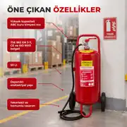 50 LT Tekerlekli Köpüklü Yangın Söndürücü A B Sınıfı 4