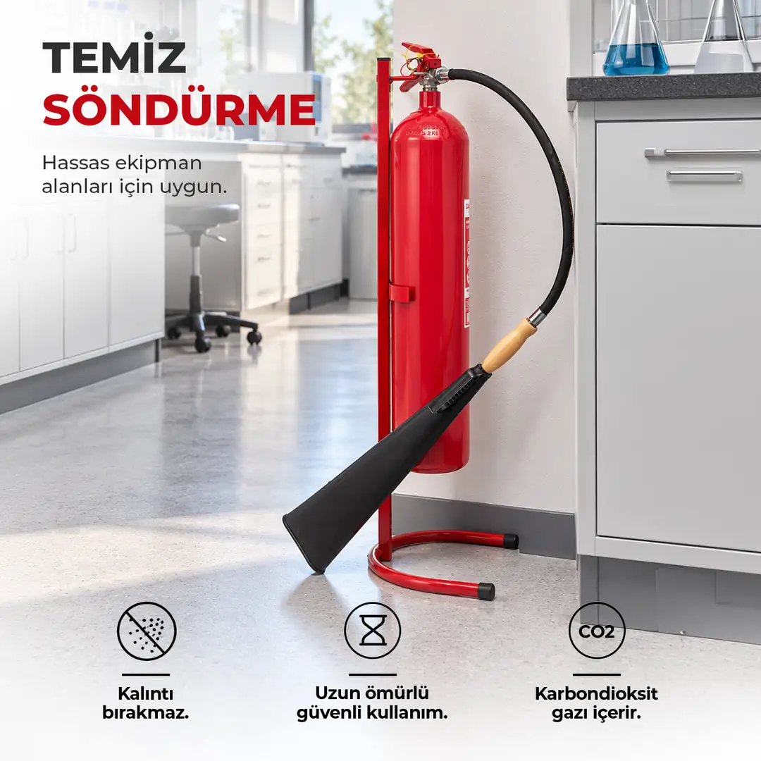 5 Kg CO₂ Karbondioksitli Yangın Söndürücü Standlı Hortumlu 3