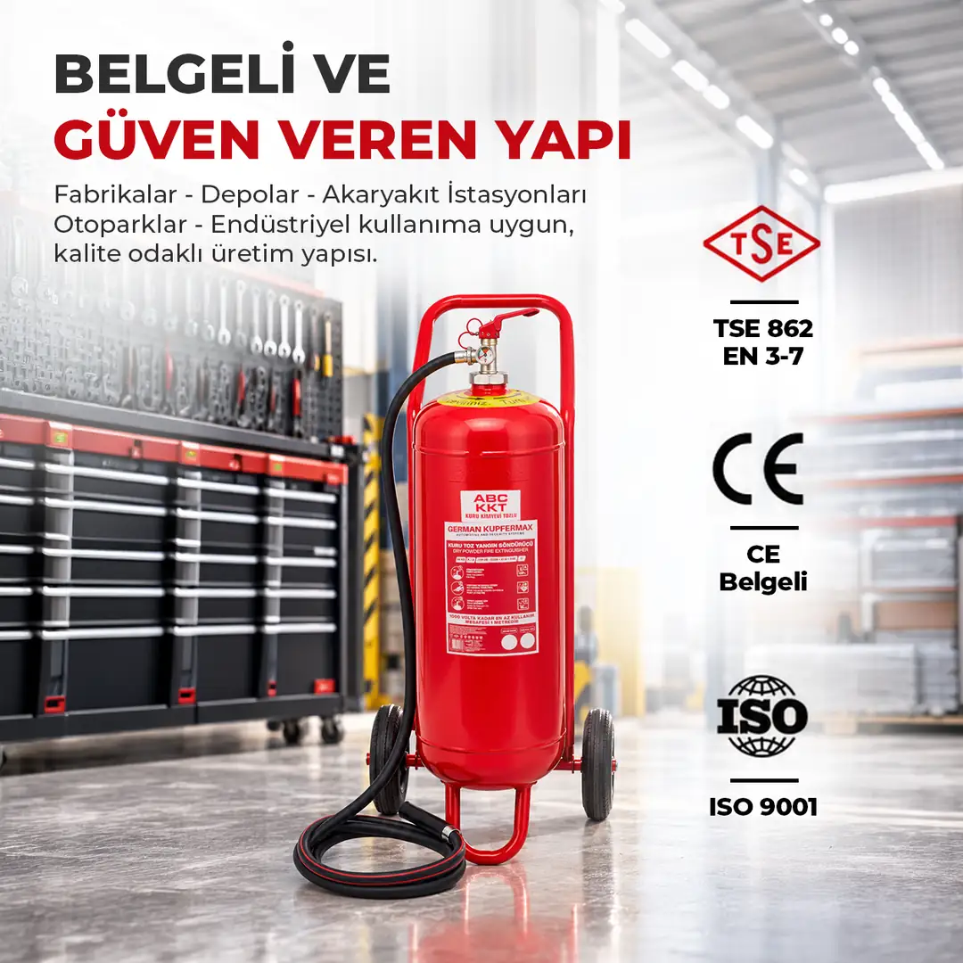 25 Kg Tekerlekli ABC Kuru Kimyevi Tozlu Yangın Söndürücü 6