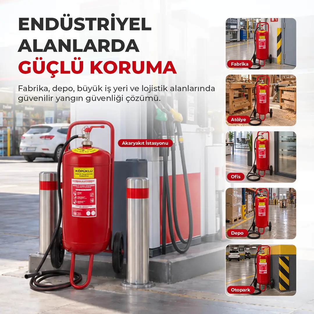 50 LT Tekerlekli Köpüklü Yangın Söndürücü A B Sınıfı 3