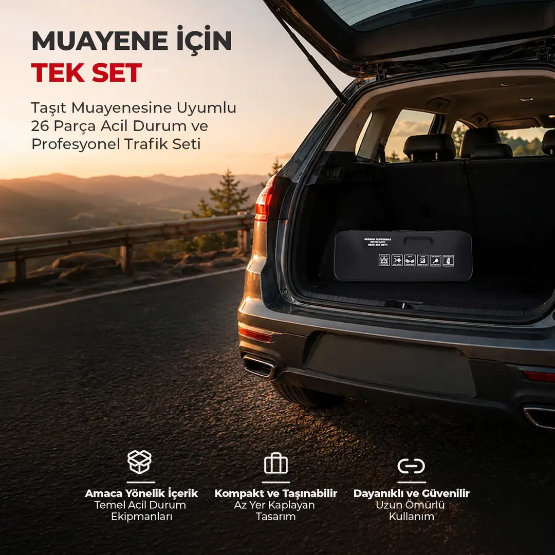 26 Parça Trafik Seti TÜVTÜRK Muayene Uyumlu El Feneri 2
